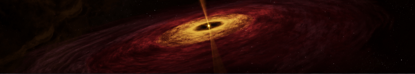 Luminous nebula formed by the birth of a young star (Herbig-Haro object)
